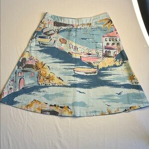 Boden Scenic Print A-Line Skirt size 6 100% cotton